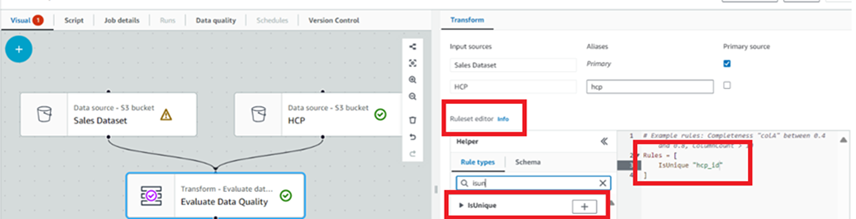 Configuring Data Quality Rules - Glue Studio